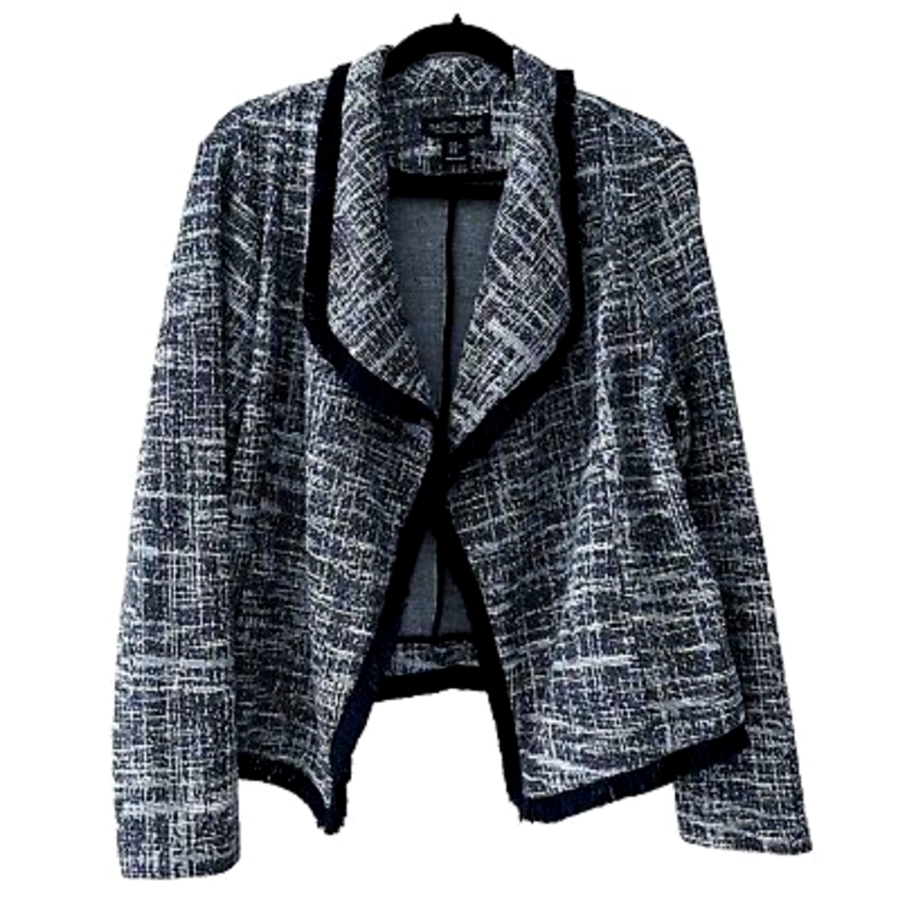 Rachel Zoe Tweed Fringe Sweater Blazer M